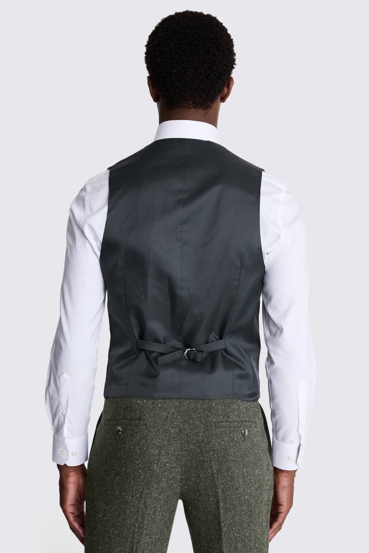 Slim Fit Khaki Tweed Waistcoat 