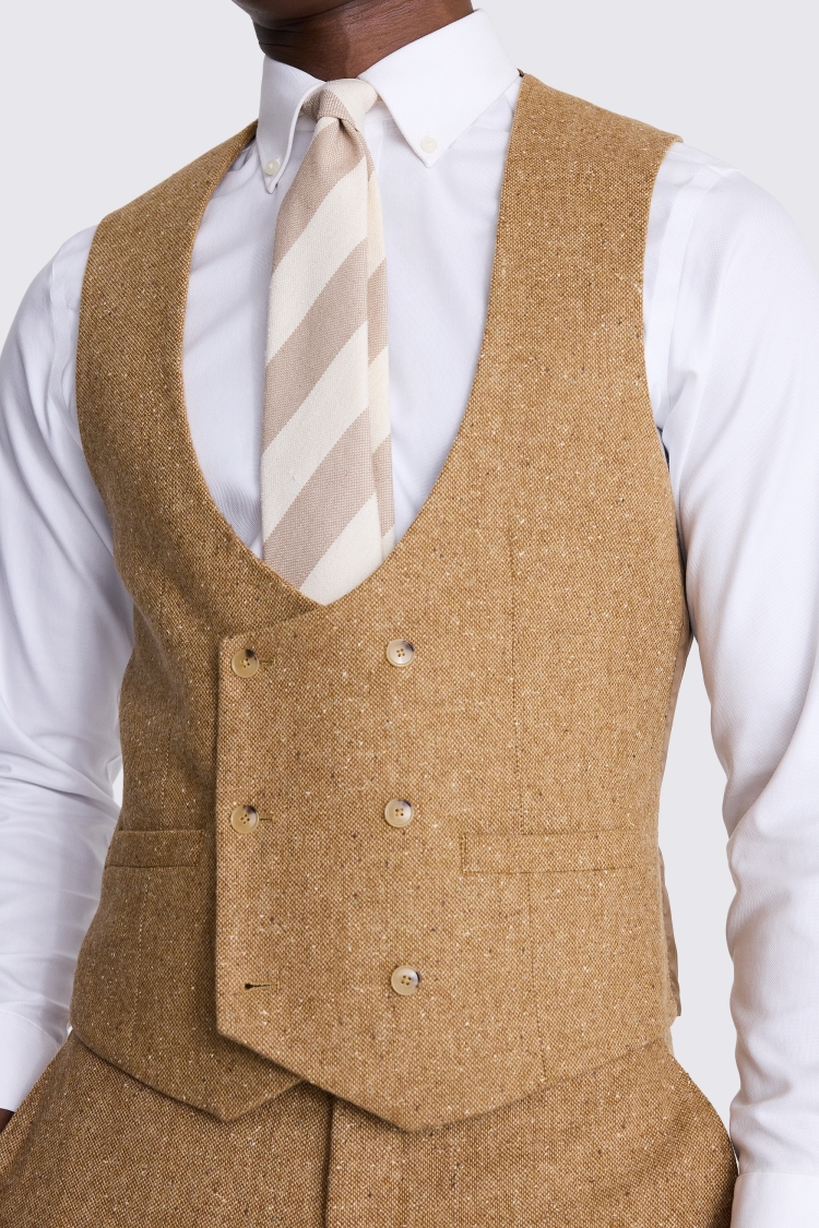 Slim Fit Gold Tweed Vest 