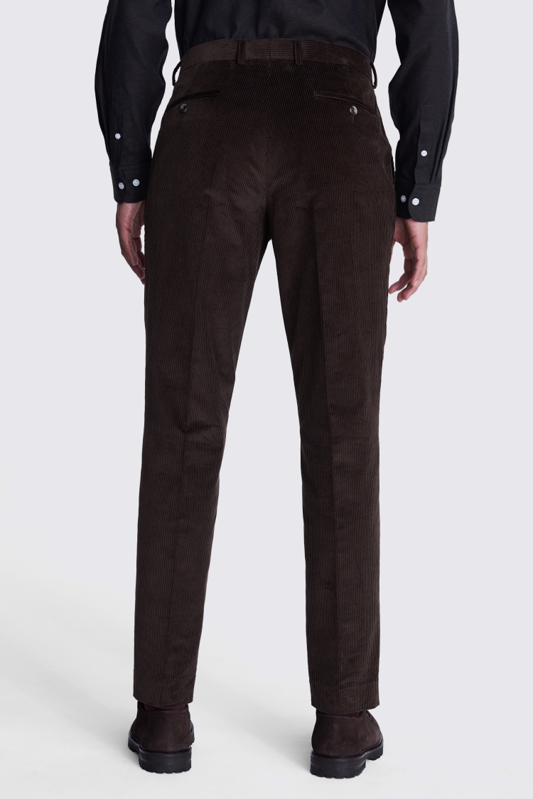 Tailored Fit Dark Brown Corduroy Trousers