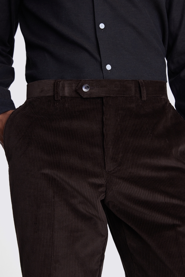 Tailored Fit Dark Brown Corduroy Trousers