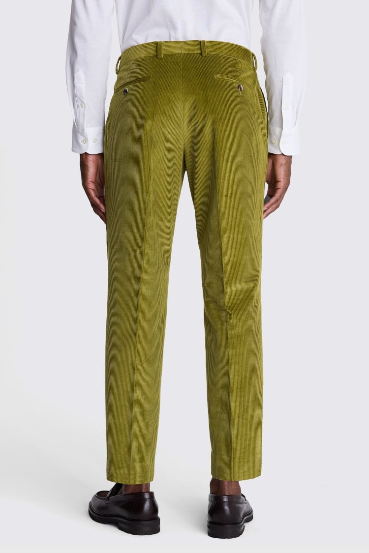 Tailored Fit Lime Green Corduroy Trousers