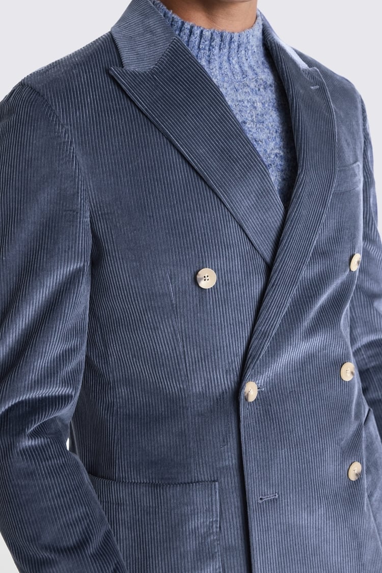 Tailored Fit Steel Blue Corduroy Suit