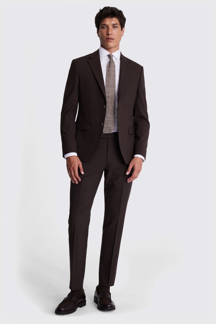 DKNY Slim Fit Brown Suit