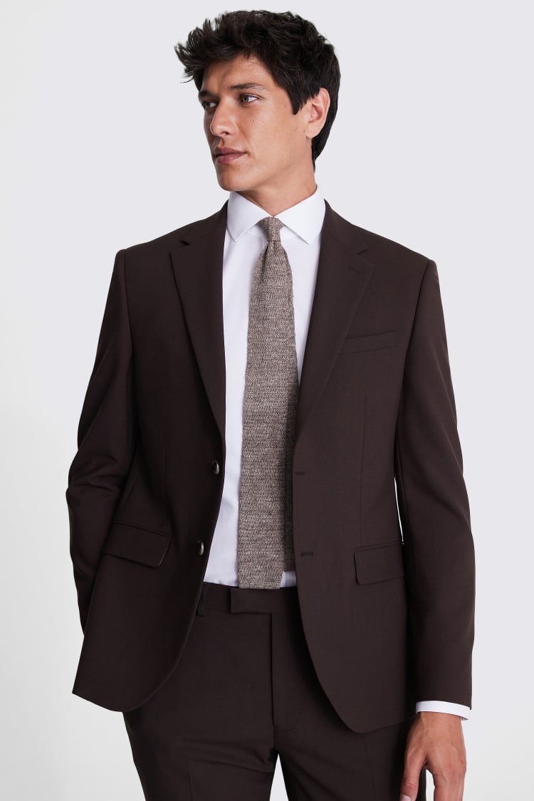 DKNY Slim Fit Brown Suit