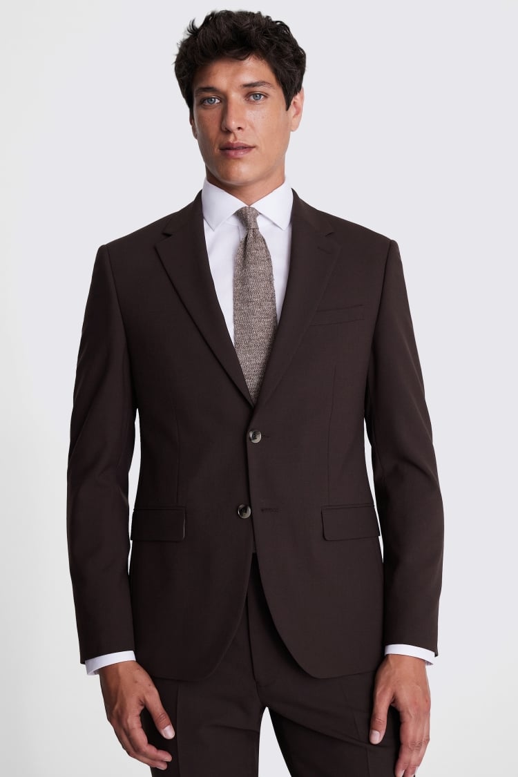 DKNY Slim Fit Brown Suit