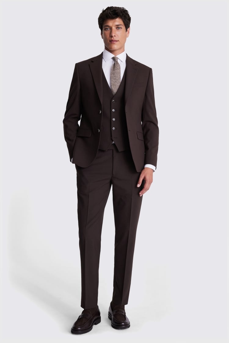 DKNY Slim Fit Brown Suit