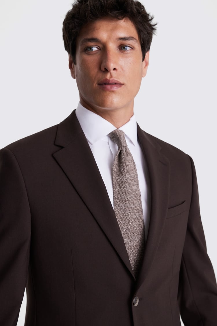 DKNY Slim Fit Brown Suit