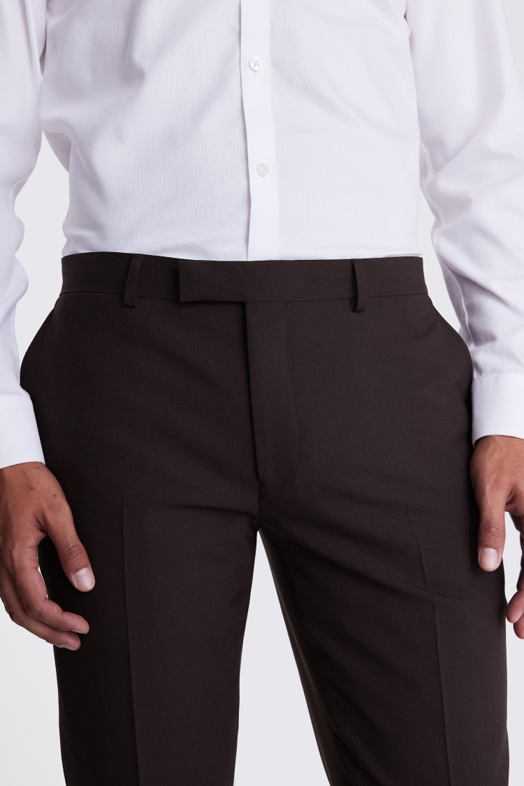 DKNY Slim Fit Brown Trousers