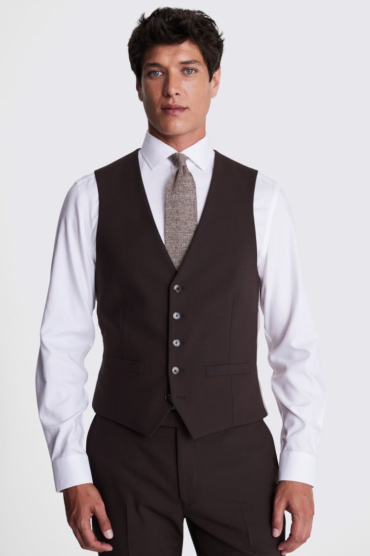 DKNY Slim Fit Brown Waistcoat 