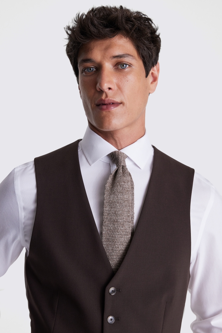 DKNY Slim Fit Brown Waistcoat 