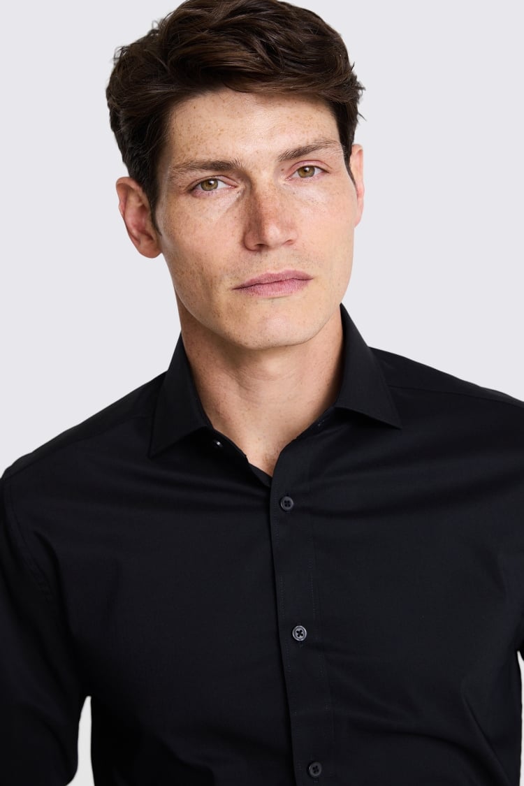 Tailored Fit Black Stretch Shirt