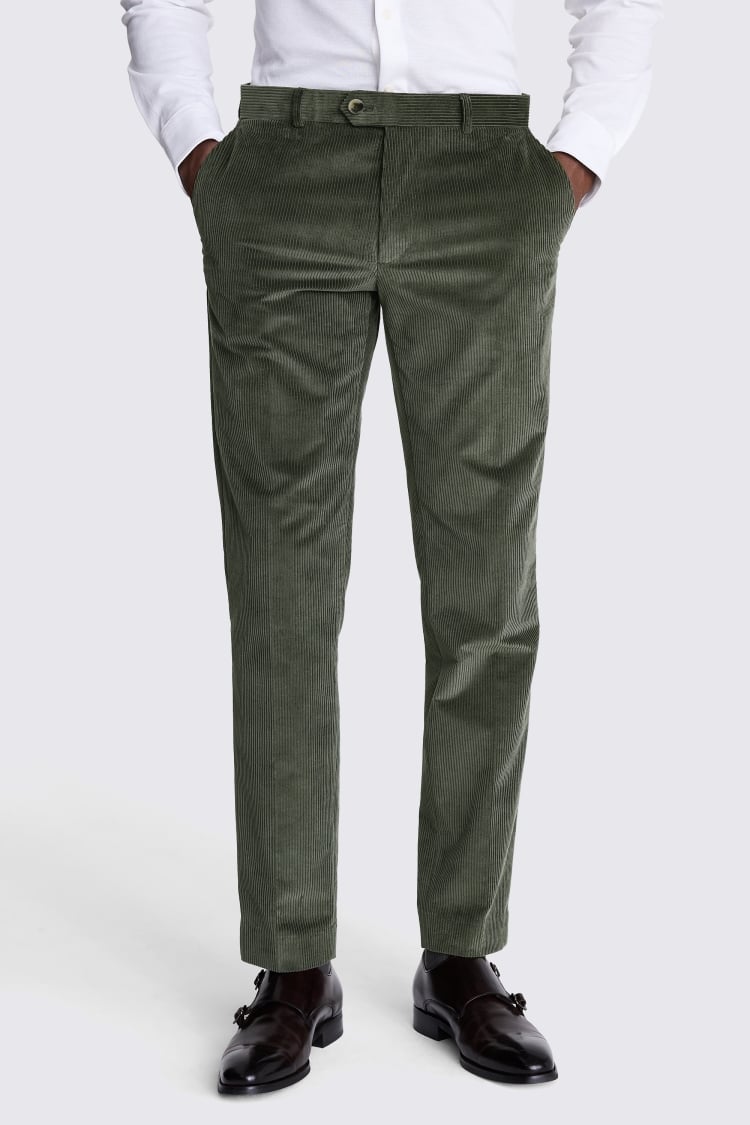 Slim Fit Olive Corduroy Suit