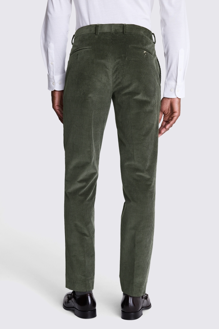 Slim Fit Olive Corduroy Trousers