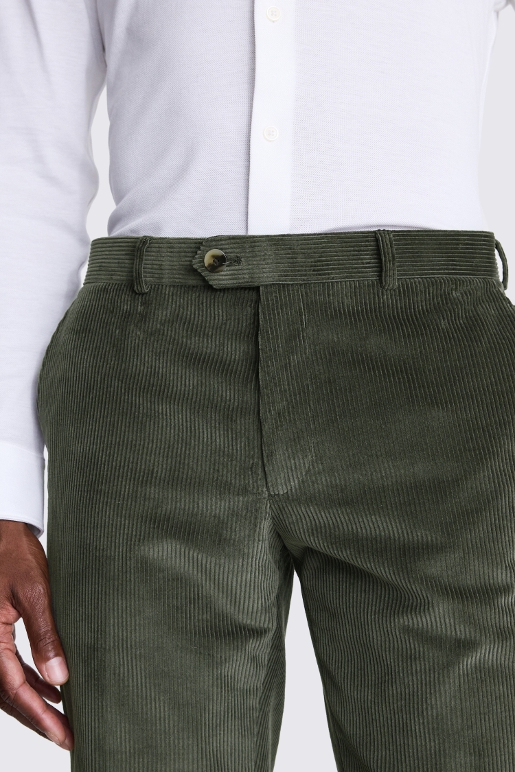 Slim Fit Olive Corduroy Pants