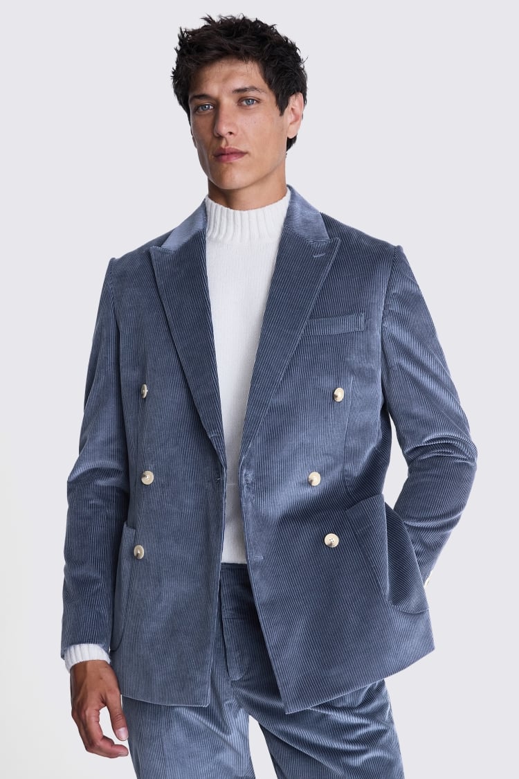 Relaxed Fit Steel Blue Corduroy Jacket