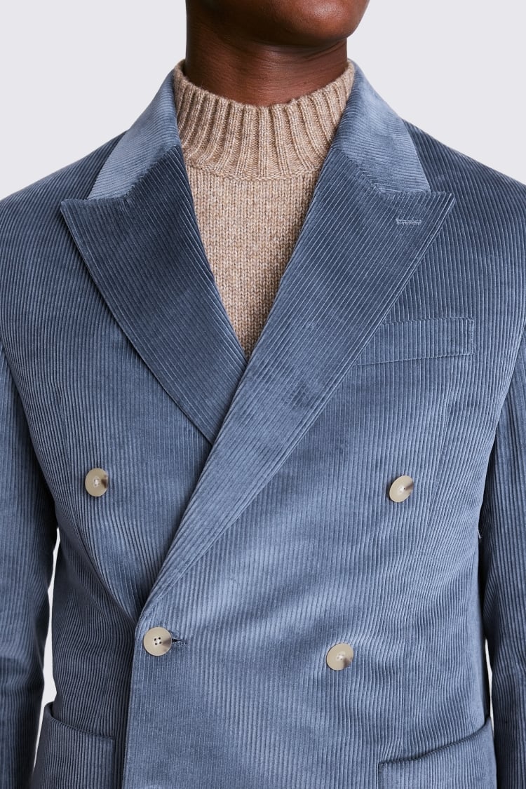 Relaxed Fit Steel Blue Corduroy Suit