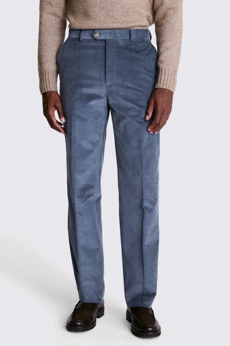 Relaxed Fit Steel Blue Corduroy Suit