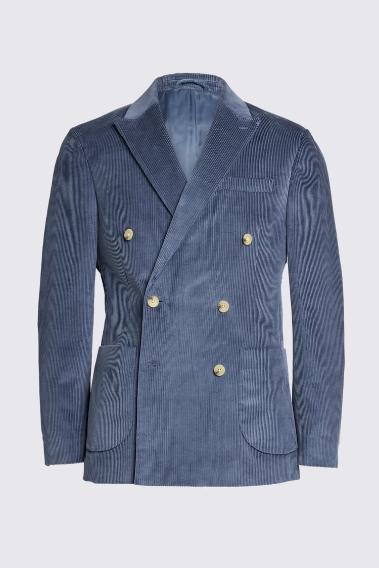 Relaxed Fit Steel Blue Corduroy Suit