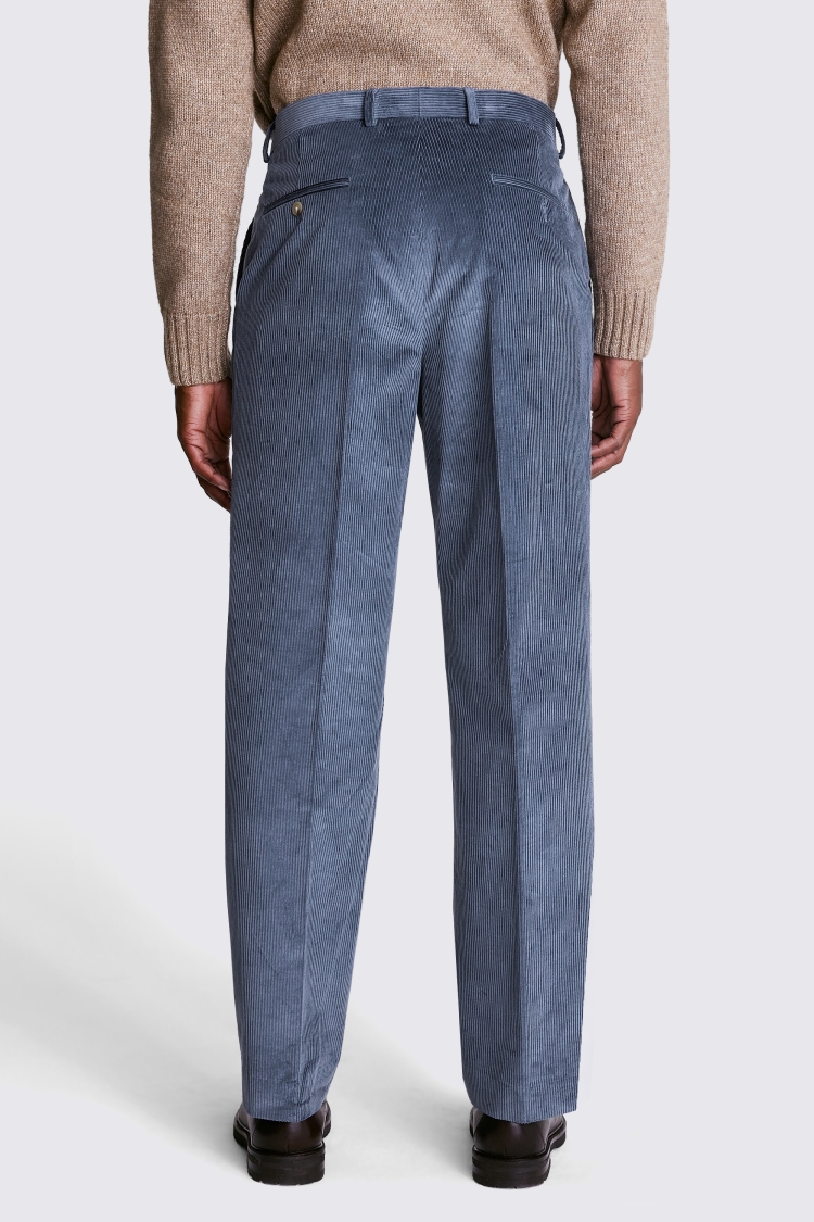 Relaxed Fit Steel Blue Corduroy Pants