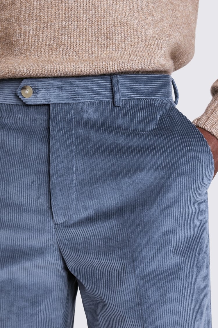 Relaxed Fit Steel Blue Corduroy Pants