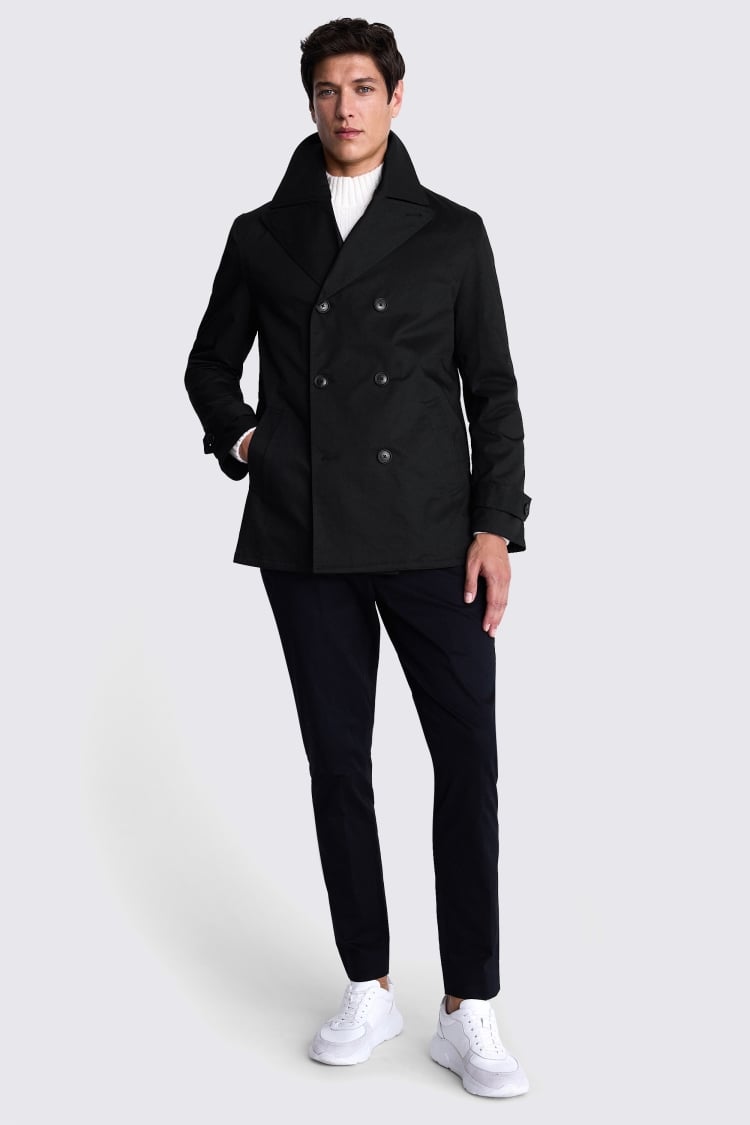 Black Cotton Peacoat Buy Online at Moss