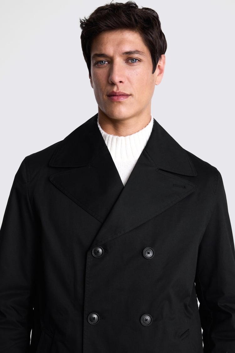 Black Cotton Peacoat