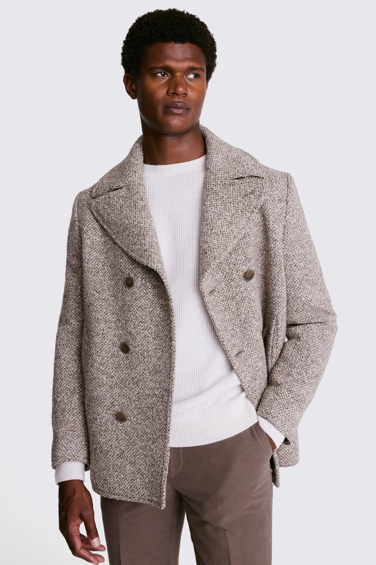 Brown Tweed Peacoat 