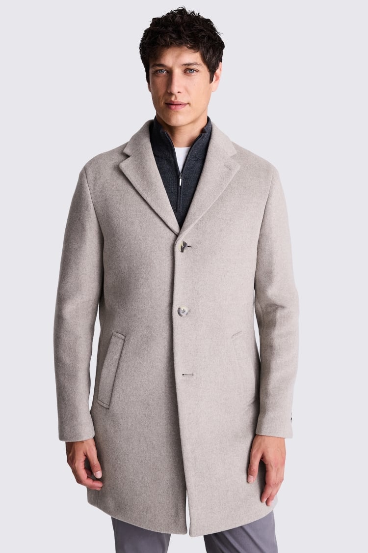 Oatmeal Wool Cashmere Blend Overcoat