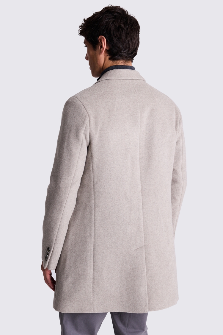 Oatmeal Wool Cashmere Blend Overcoat