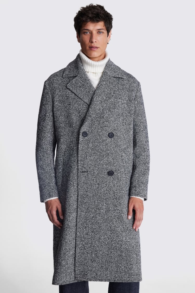 Mens grey overcoat slim fit sale