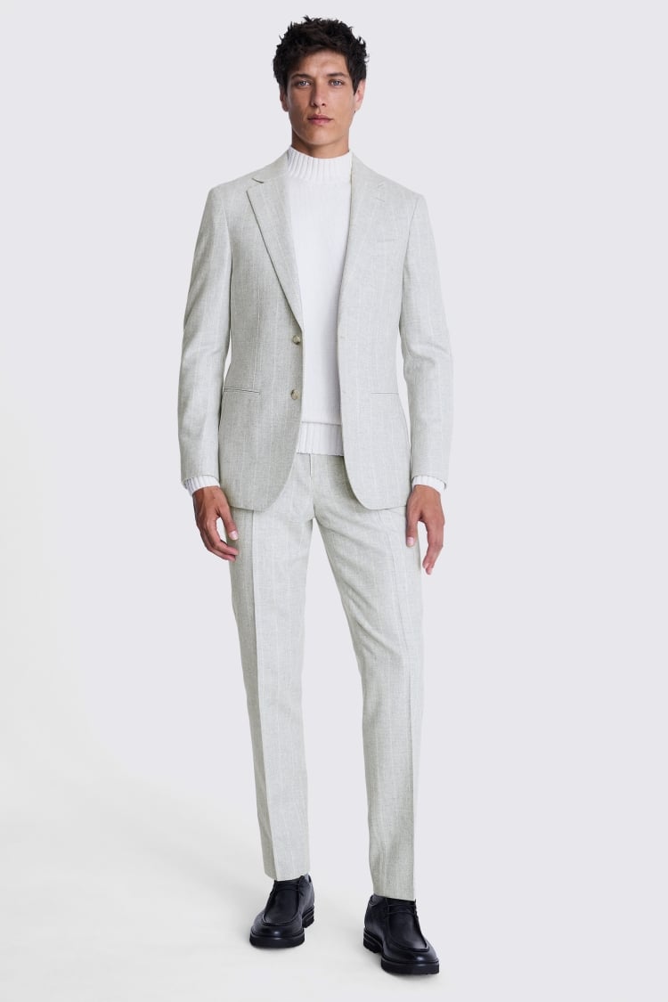 Tailored Fit Light Grey Stripe Suit