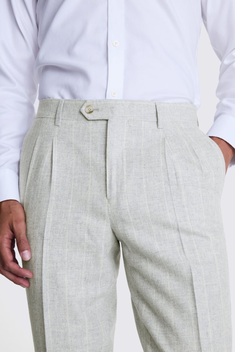 Tailored Fit Light Grey Stripe Pants