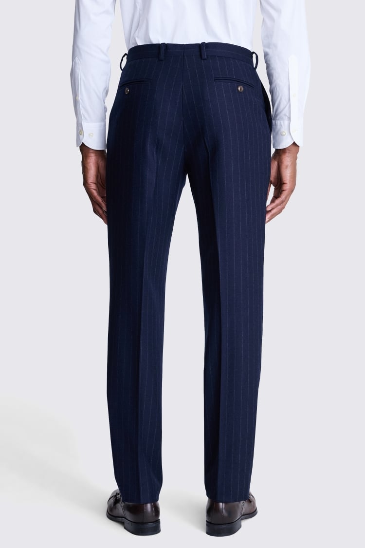 Regular Fit Half Canvas Navy Stripe Trousers