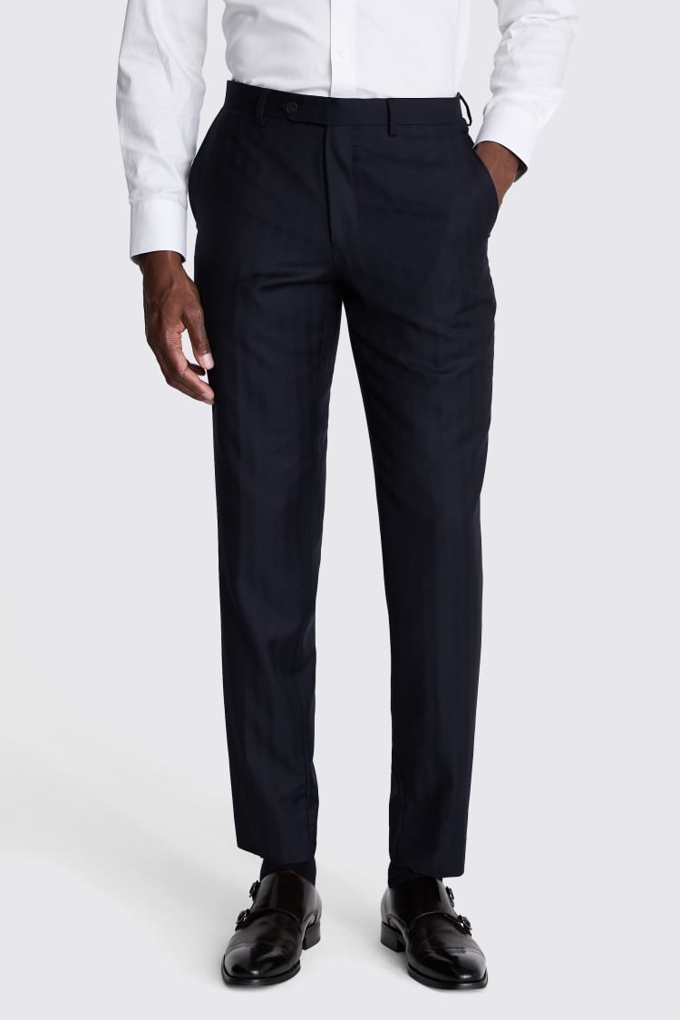 Italian Tailored Fit Navy Herringbone Suit