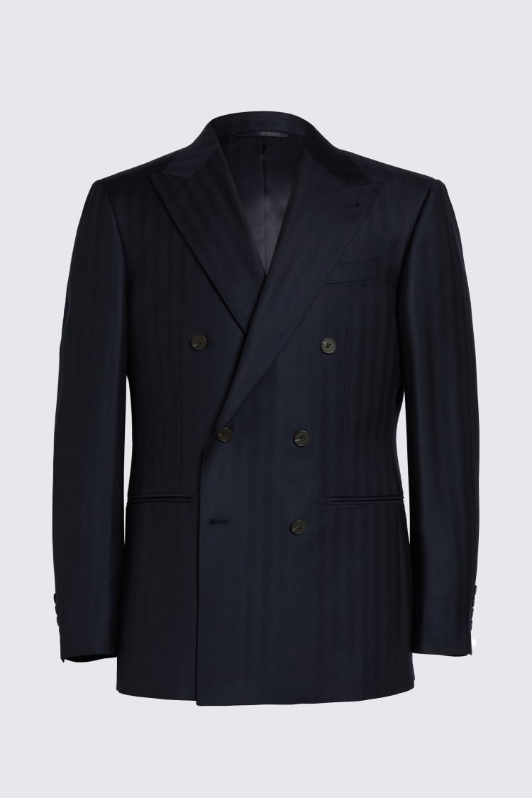 Italian Tailored Fit Navy Herringbone Suit