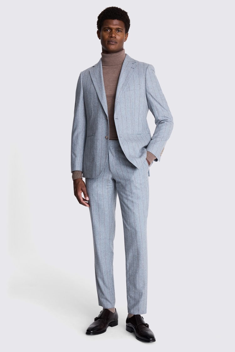 Italian Tailored Fit Light Blue Stripe Suit