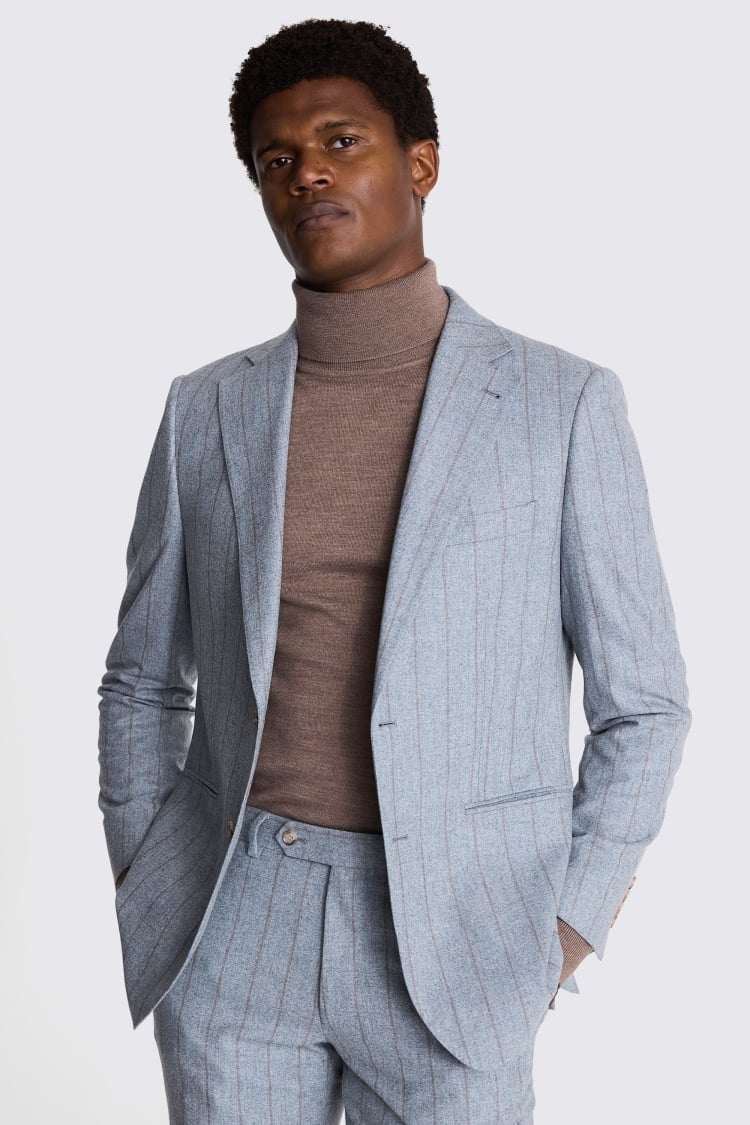 Italian Tailored Fit Light Blue Stripe Suit