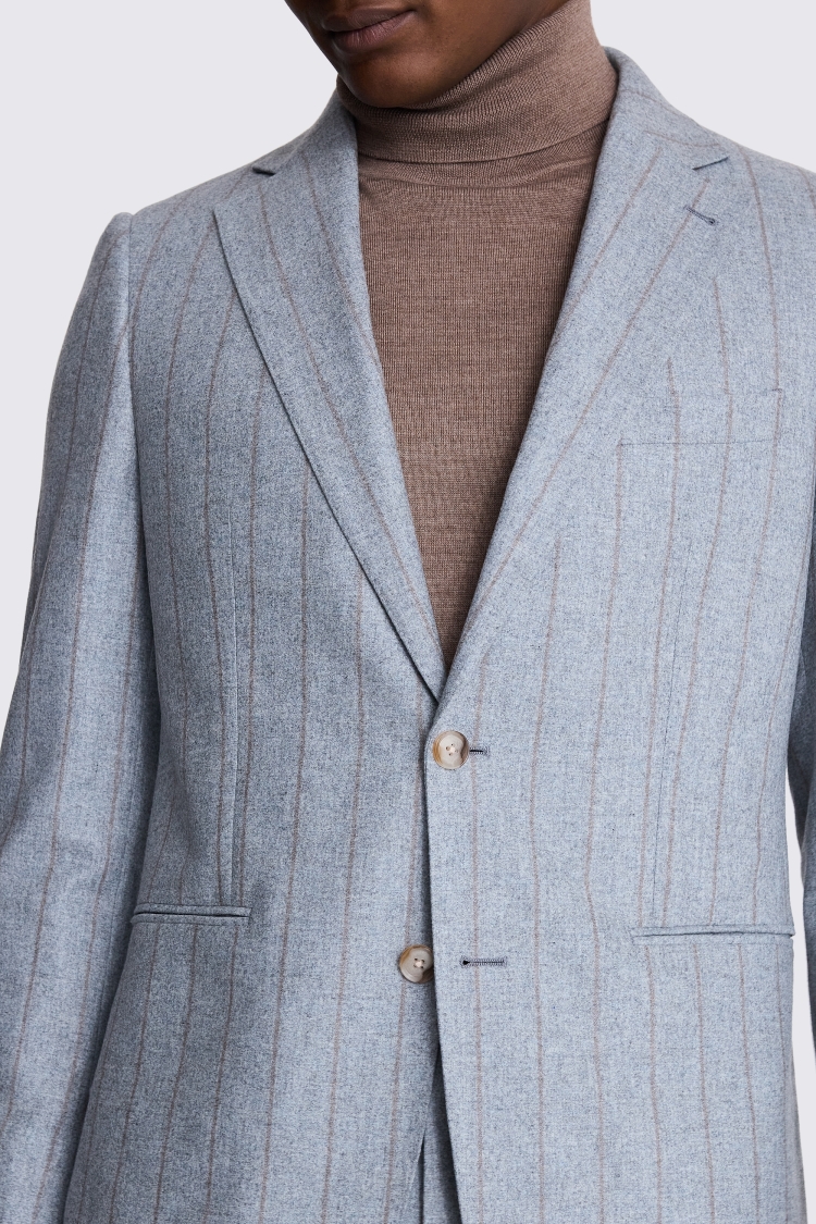 Italian Tailored Fit Light Blue Stripe Suit