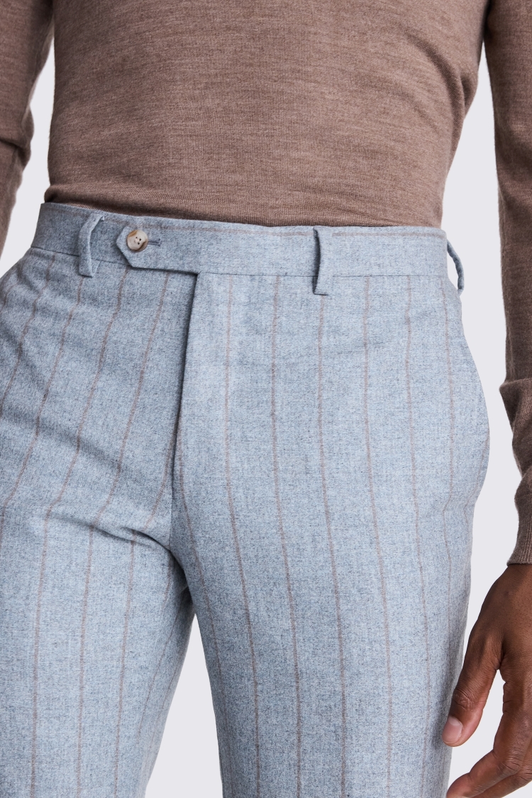 Italian Tailored Fit Light Blue Stripe Pants