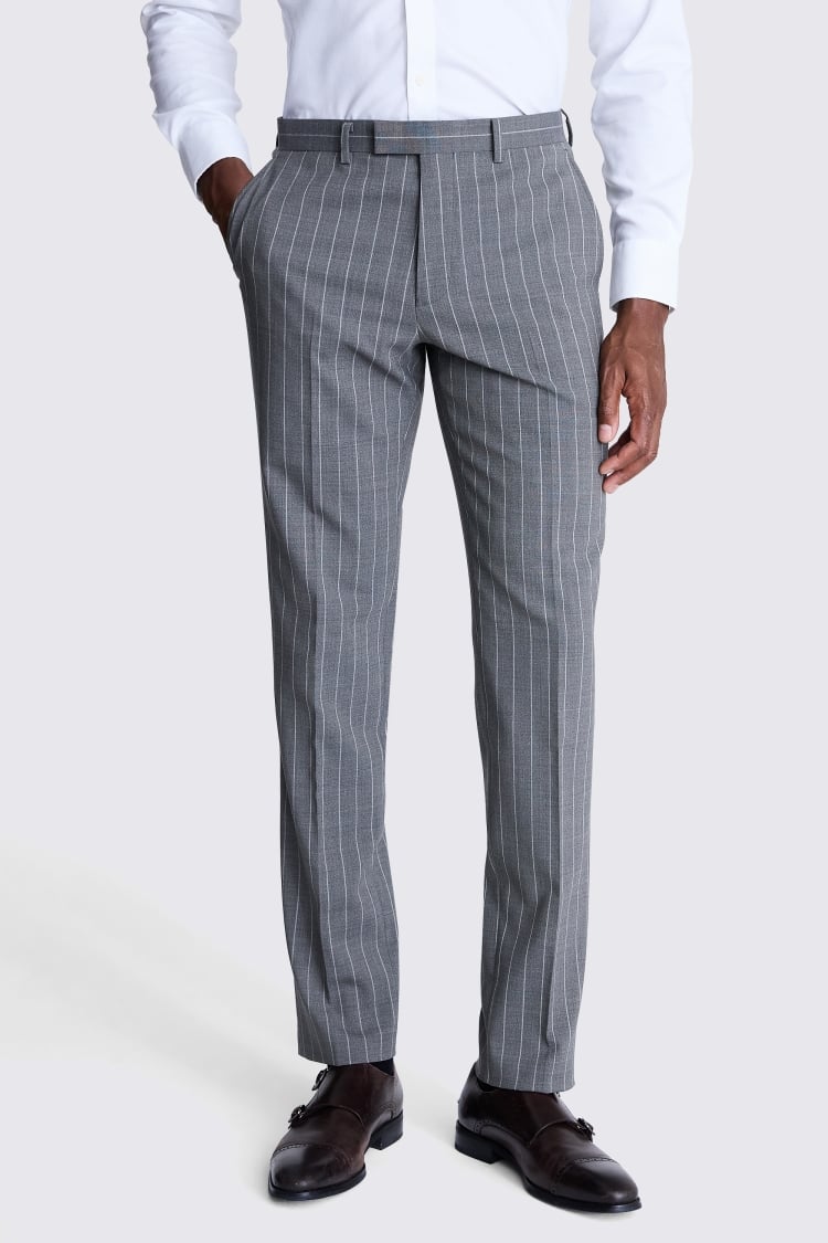 Tailored Fit Sage Stripe Performance Trousers