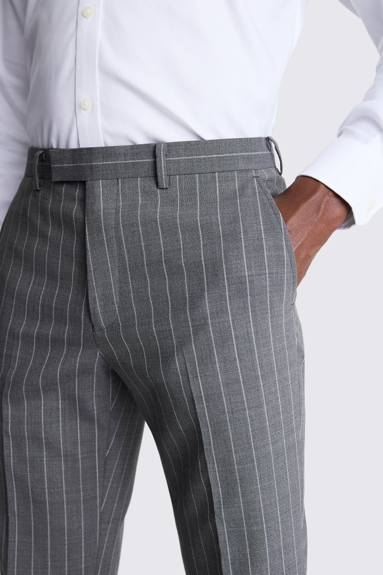 Tailored Fit Sage Stripe Performance Trousers