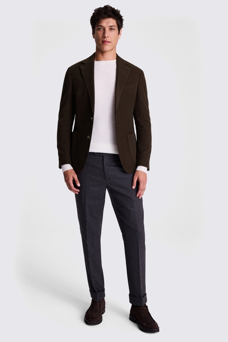 Tailored Fit Brown Moleskin Jacket