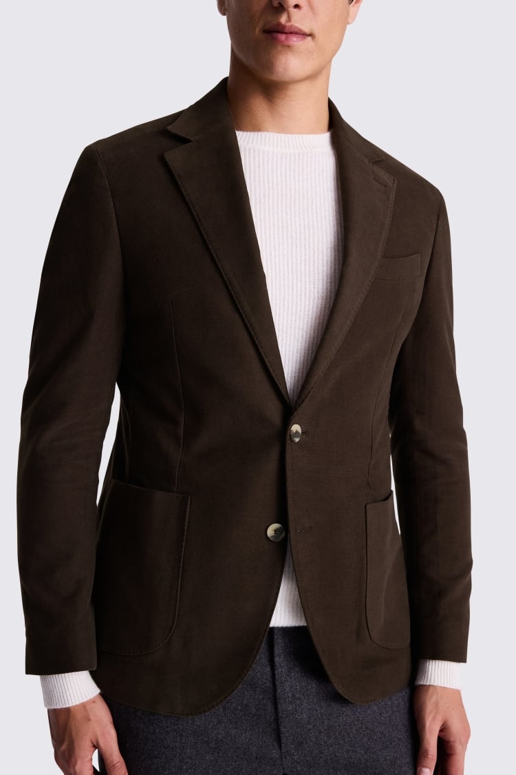 Tailored Fit Brown Moleskin Jacket