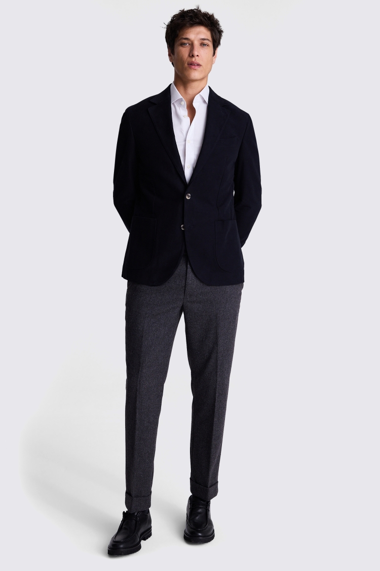 Tailored Fit Navy Moleskin Jacket