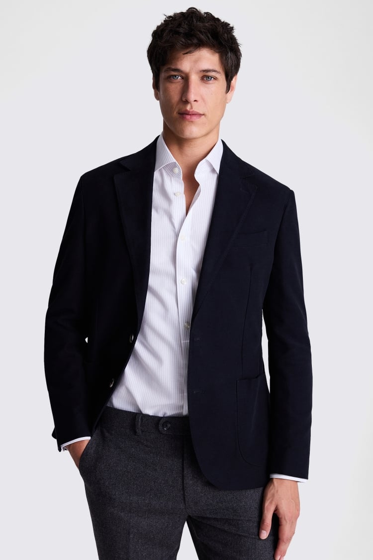 Tailored Fit Navy Moleskin Jacket