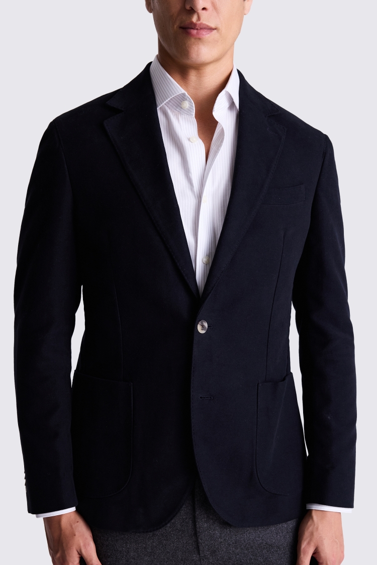 Tailored Fit Navy Moleskin Jacket