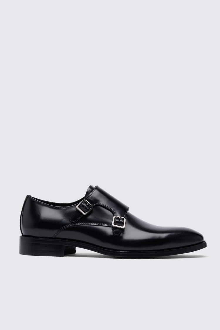 John White Monkton Black Double Monk Shoe