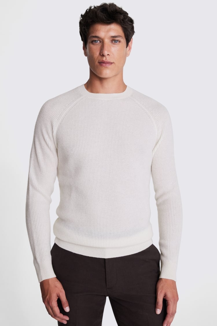 Ecru Cashmere Crew Neck Jumper