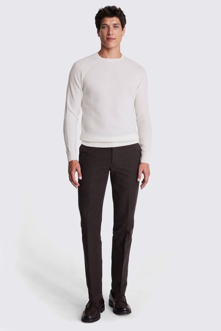 Ecru Cashmere Crew Neck Jumper