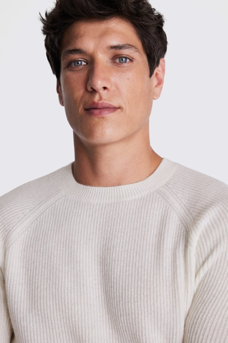 Ecru Cashmere Crew Neck Jumper